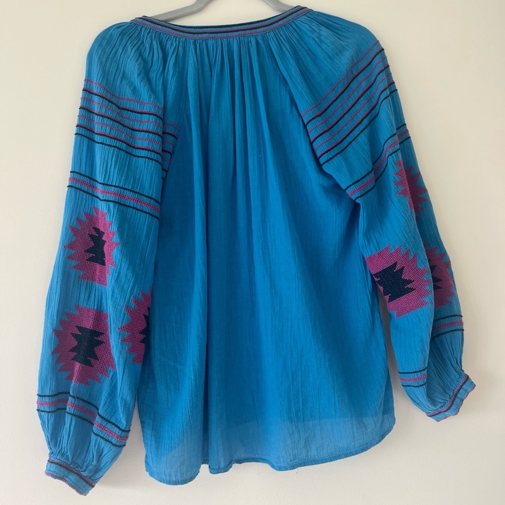 Maeve by Anthropologie Runaway Embroidered Peasant Top-S - Picture 8 of 9